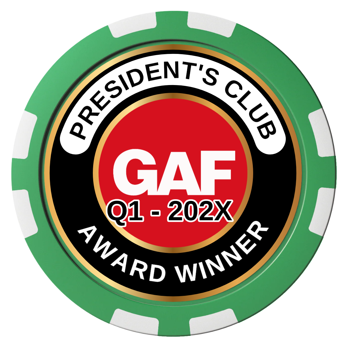 President's Club Composite Poker Chips - Green / 8 Stripe - Front