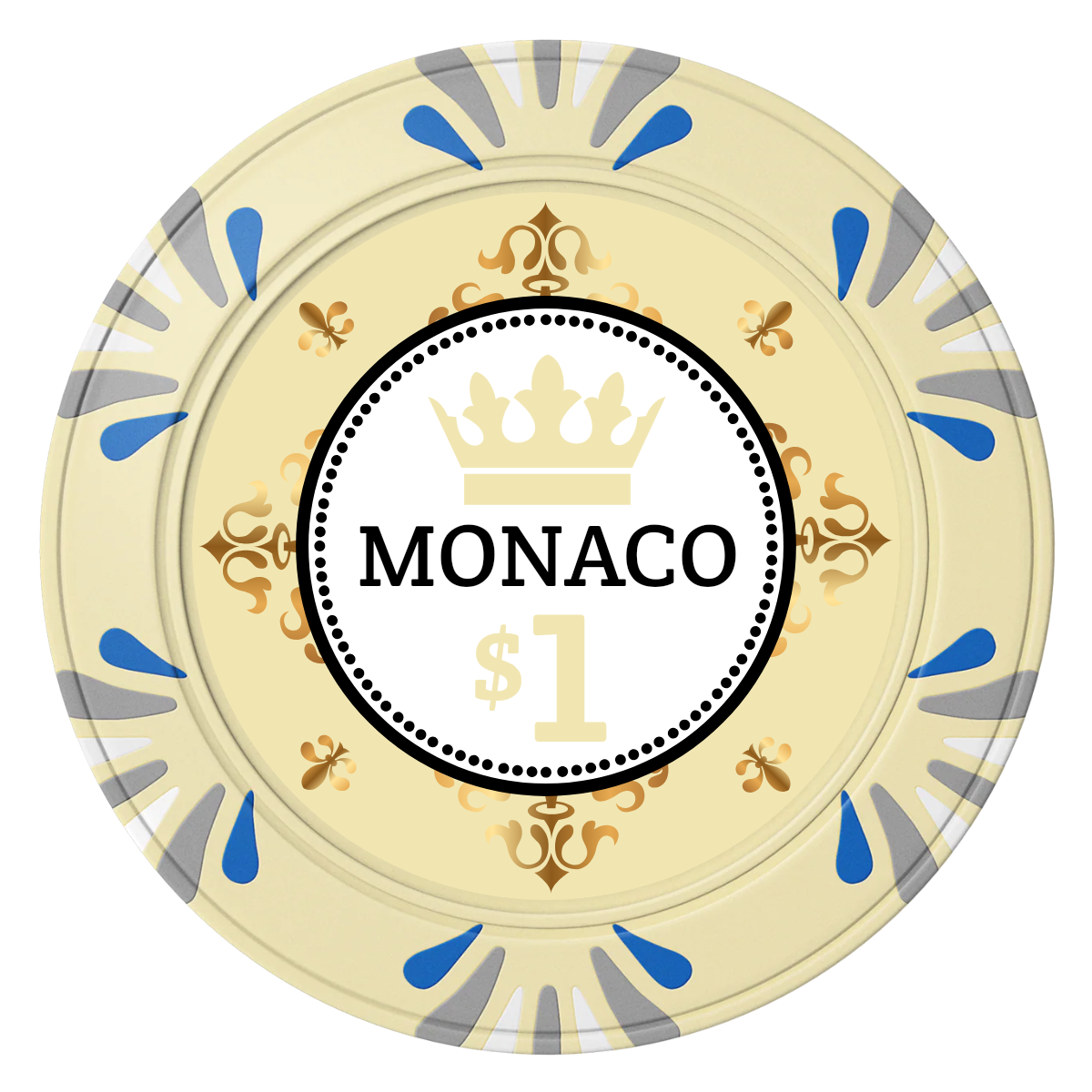 Monaco #001 Clay Poker Chips - Ivory / Macau / 40mm - Front