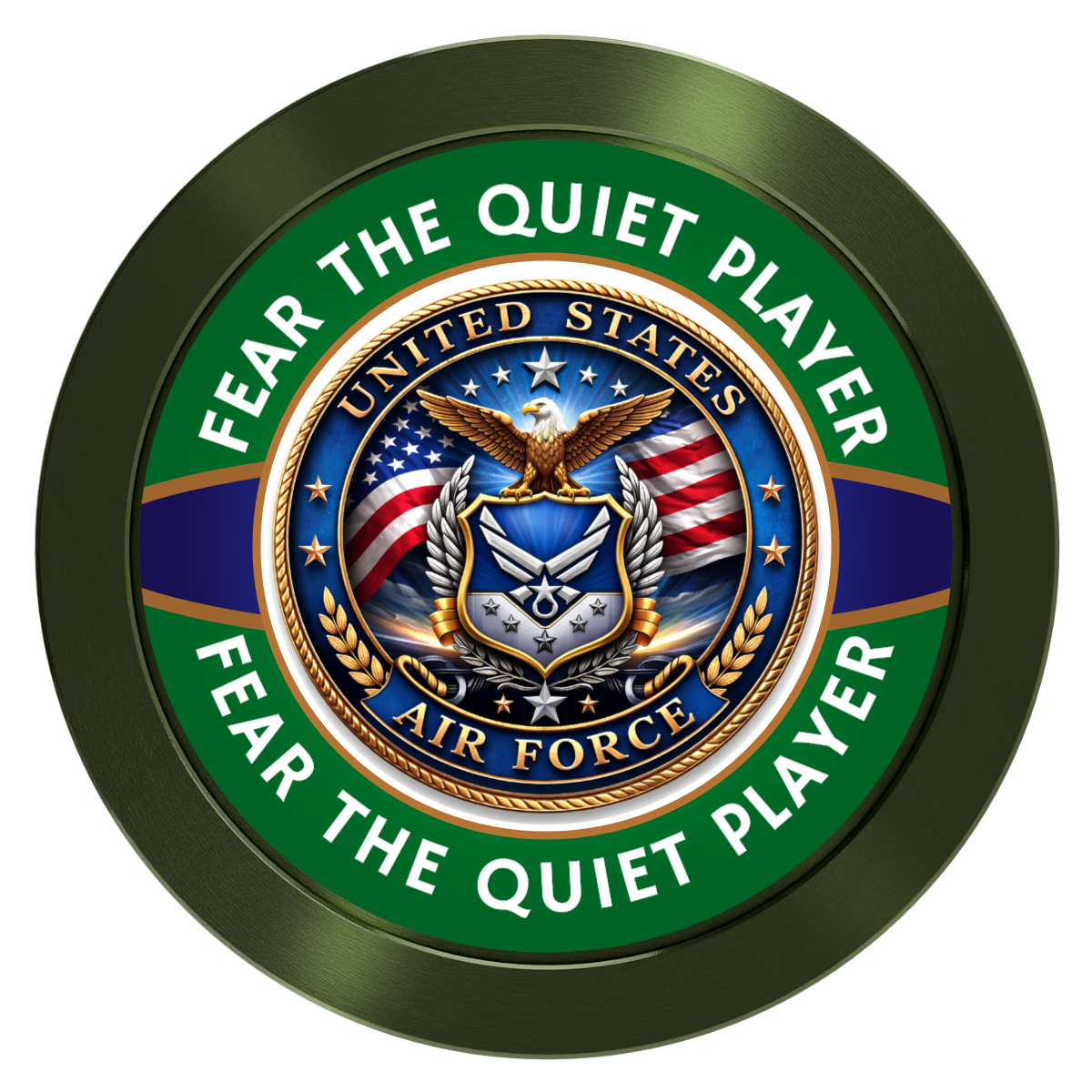 Air Force Aluminum Poker Card Guards - Green - Front