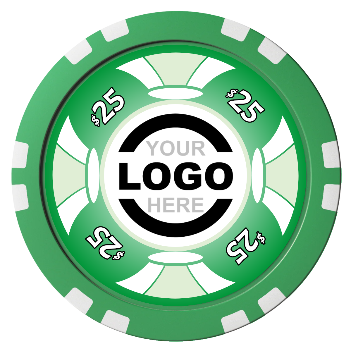 Alan Baker 4-2S A Composite Poker Chips - Green / Double Stripe - Front