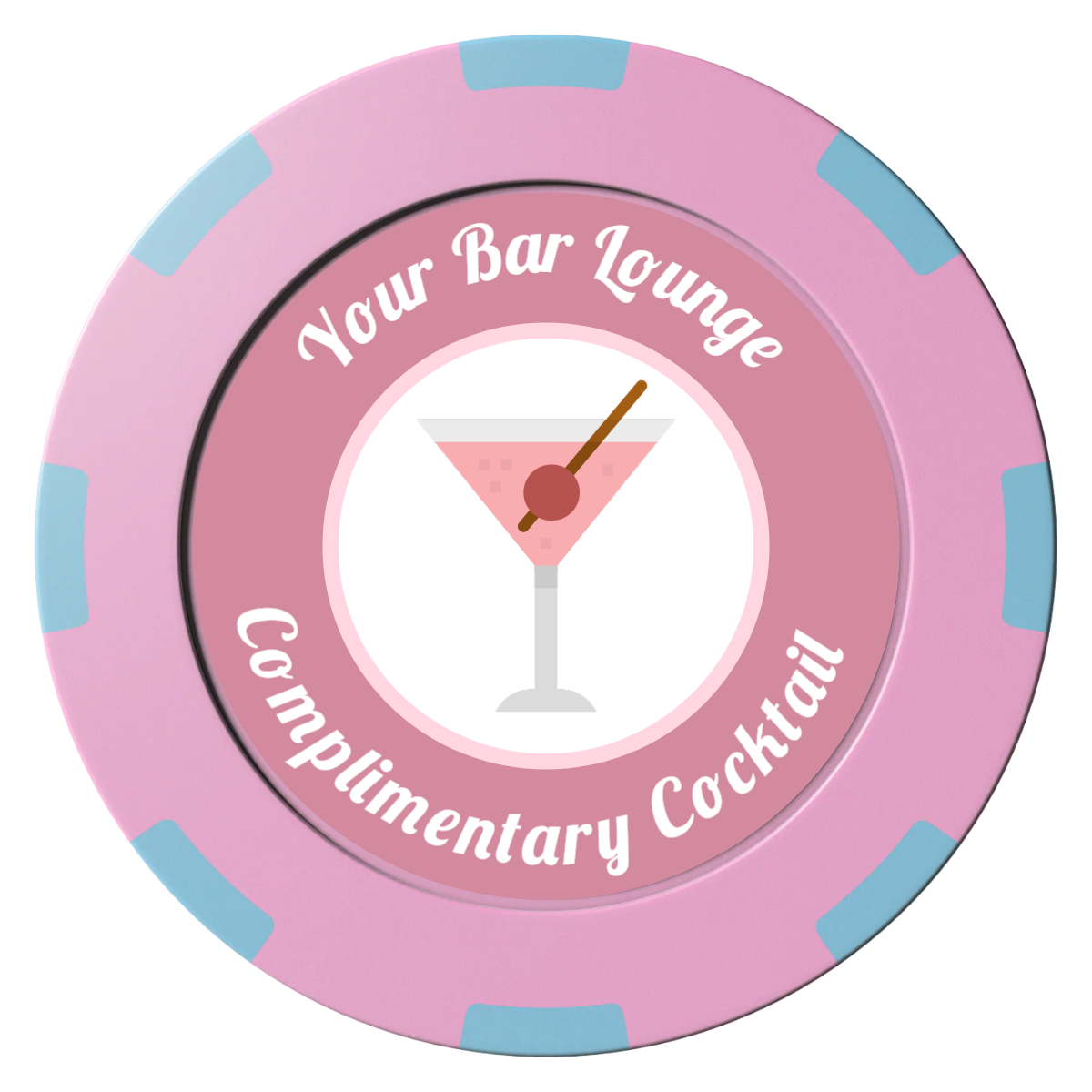 Fancy Drink Clay Poker Chips - Pink / 8 Spot (2 Tone) / 40mm - Front