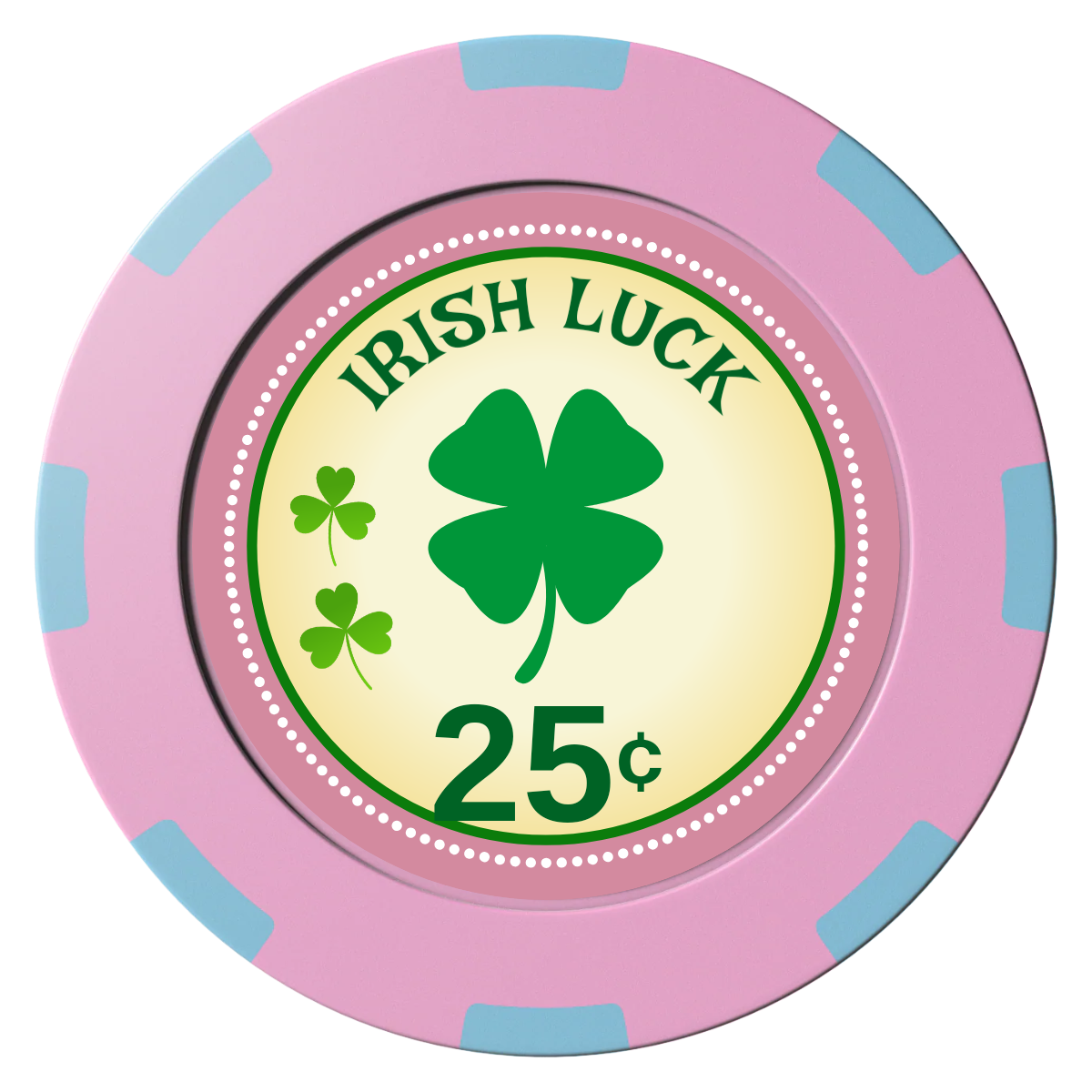 Irish Luck Clay Poker Chips - Pink / 8 Spot (2 Tone) / 40mm - Front