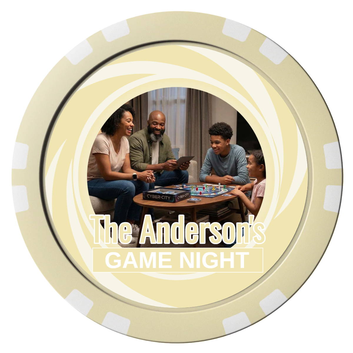 Anderson's Game Night Composite Poker Chips - Ivory / Double Stripe - Front