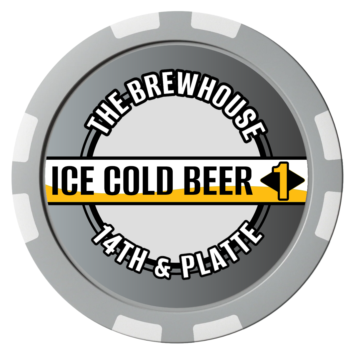 Ice Cold Beer Drink Token Composite Poker Chips - Gray / 8 Stripe - Front