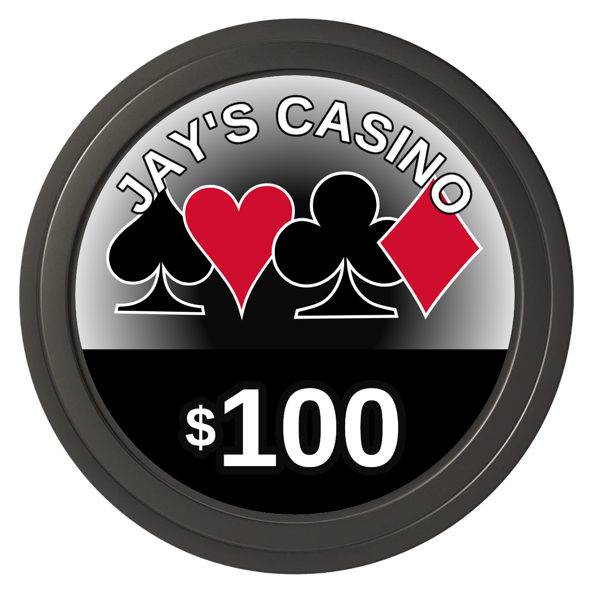 Jay's Casino Composite Poker Chips - Black / Solid - Back