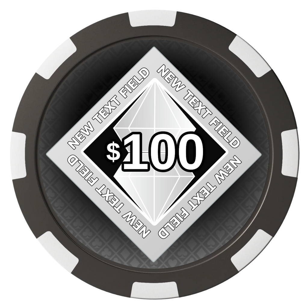 Diamond in the Rough Composite Poker Chips - Black / 8 Spot - Front