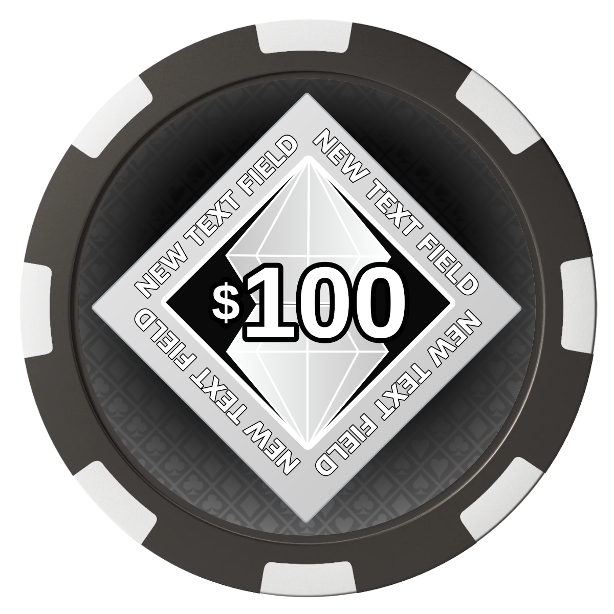 Diamond in the Rough Composite Poker Chips - Black / 8 Spot - Front