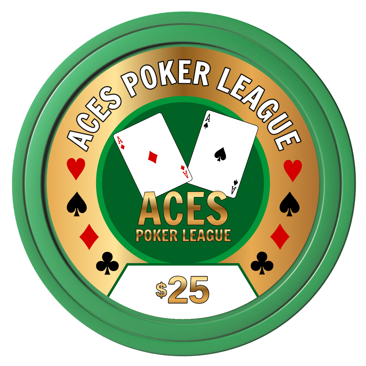 Aces Poker League Composite Poker Chips - Green / Solid - Front