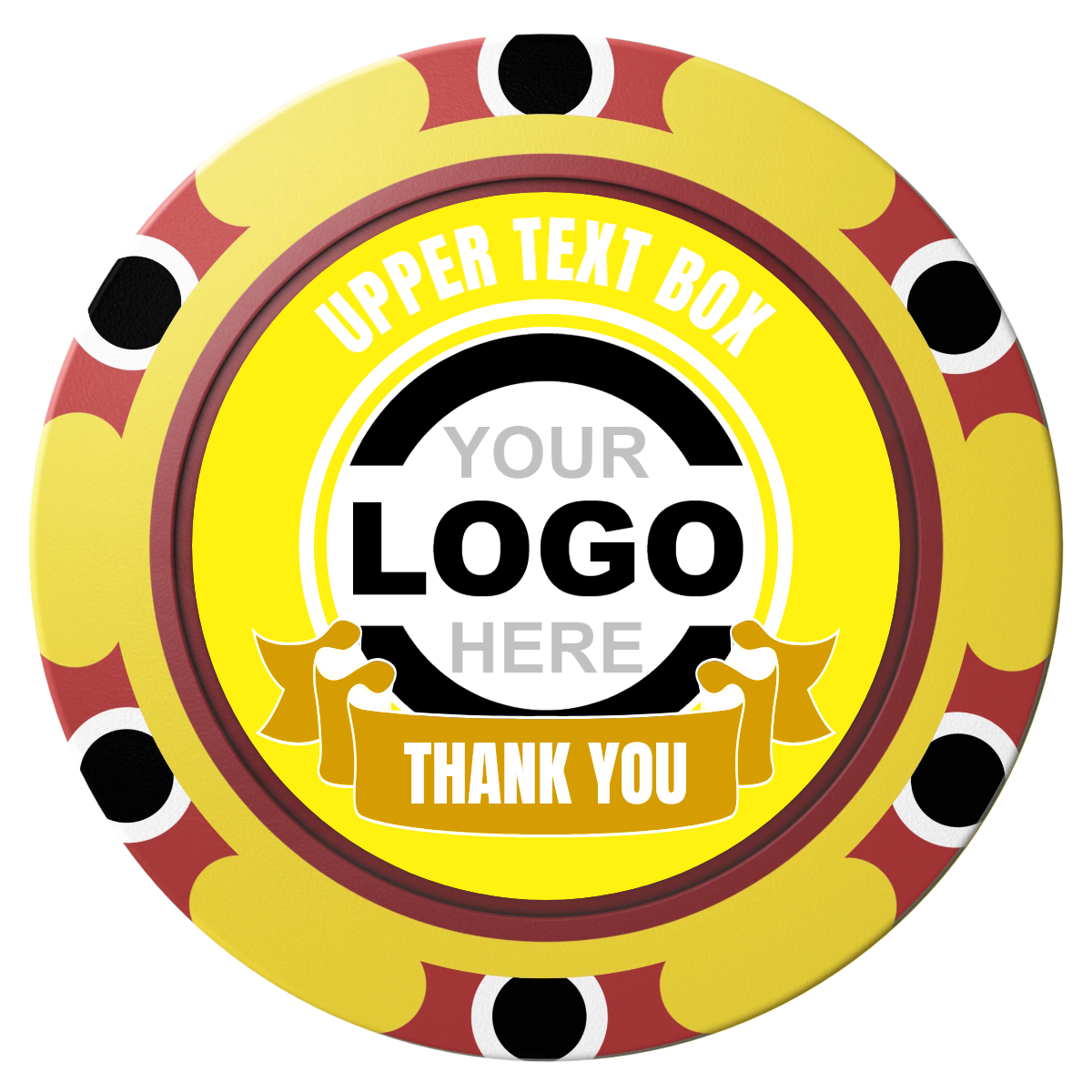 Lower Banner Clay Poker Chips - Yellow / Monte Carlo / 40mm - Front