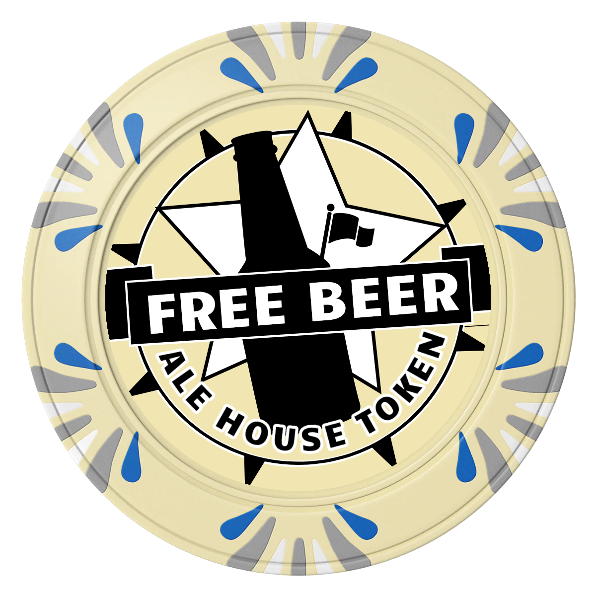 Free Beer Drink Clay Poker Chips - Ivory / Macau / 40mm - Front