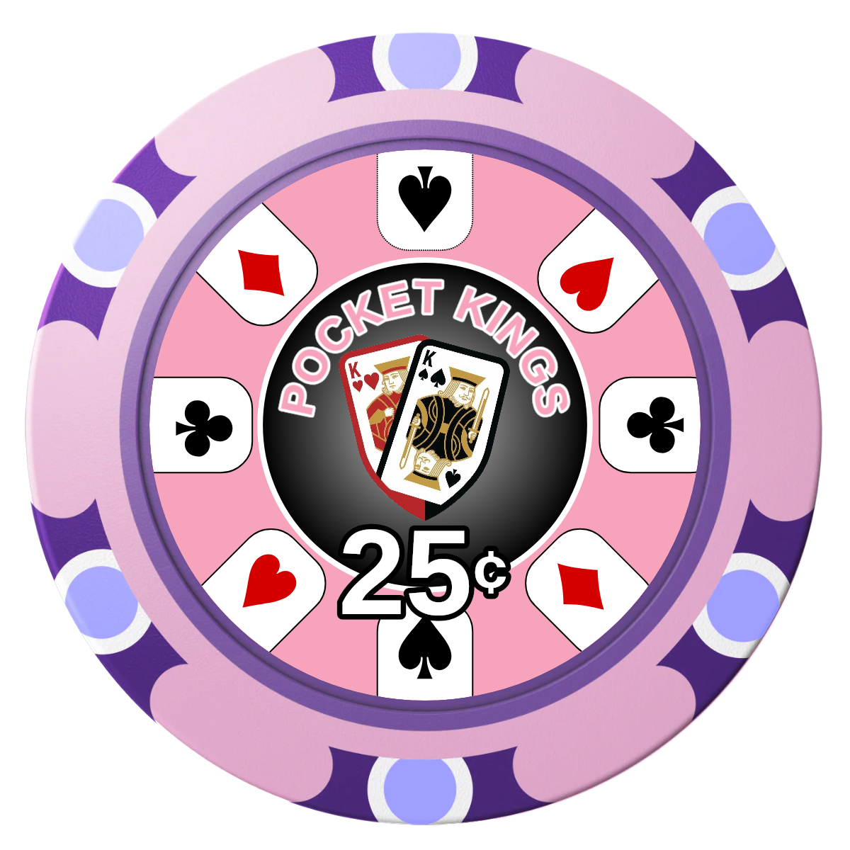 Pocket Kings Clay Poker Chips - Pink / Monte Carlo / 40mm - Front
