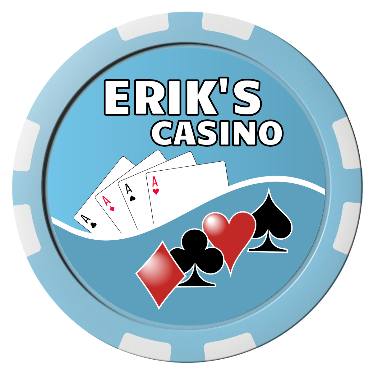 Erik's Casino Composite Poker Chips - Light Blue / 8 Stripe - Front
