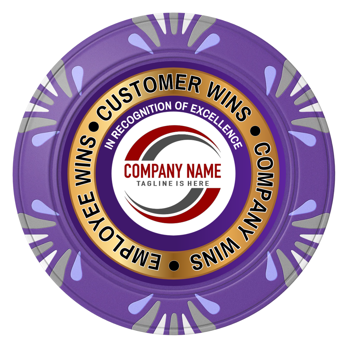 Gold Standard Clay Poker Chips - Purple / Macau / 40mm - Front
