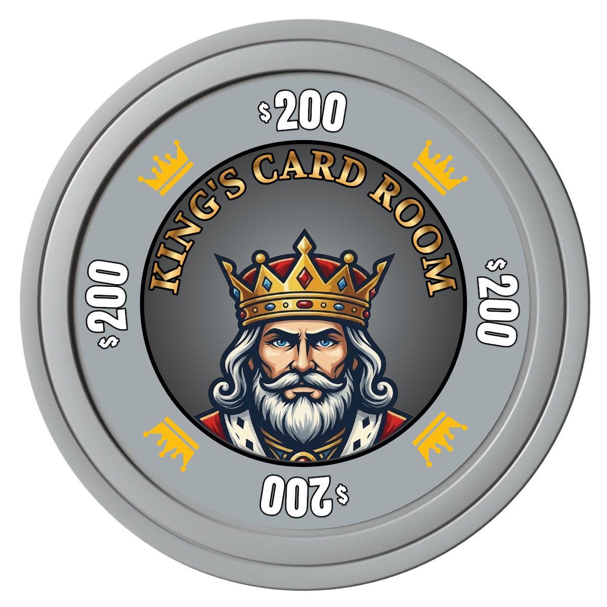 Kings Composite Poker Chips - Gray / Solid - Front
