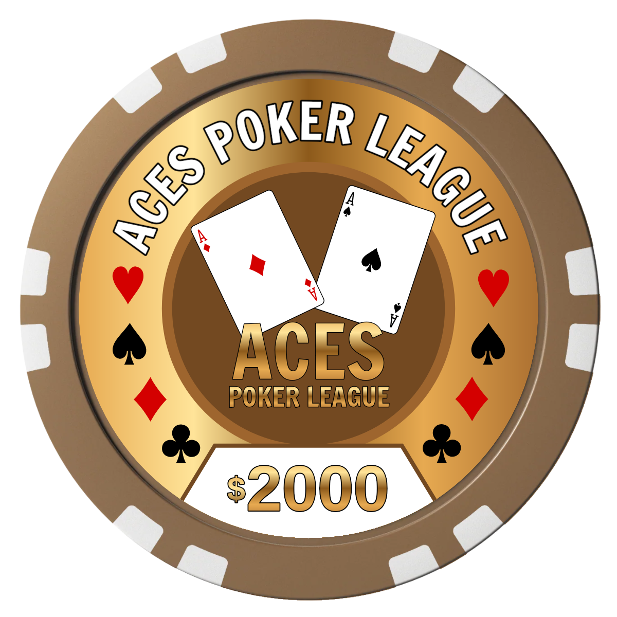 Aces Poker League Composite Poker Chips - Brown / Double Stripe - Front