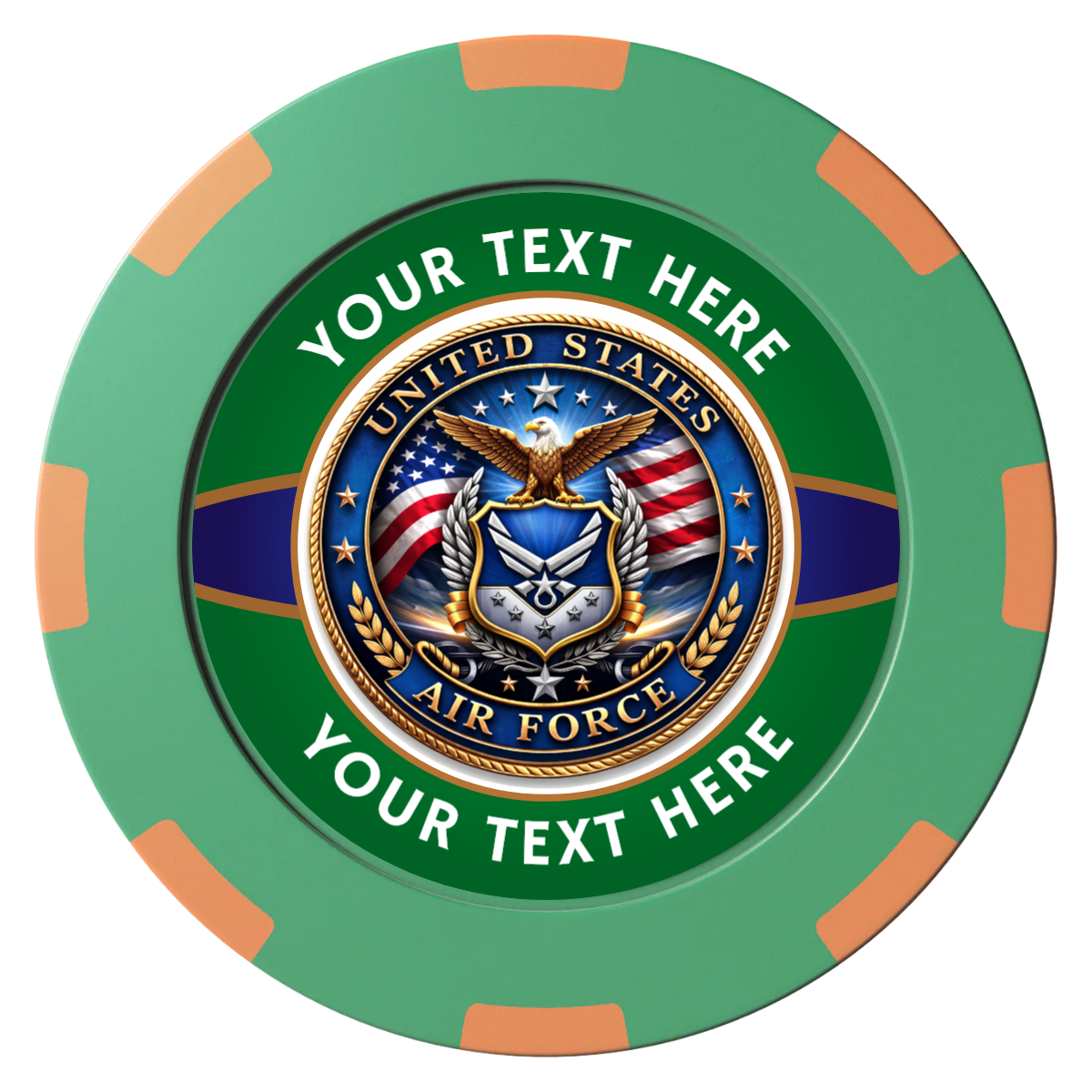 Air Force Clay Poker Chips - Green / 8 Spot (2 Tone) / 40mm - Front