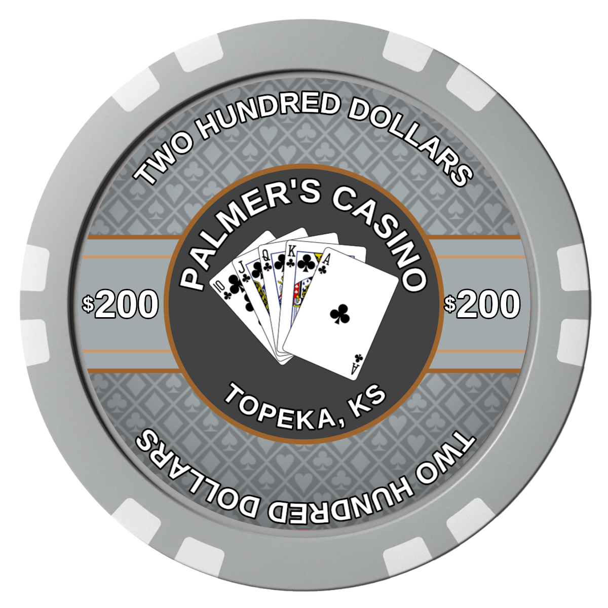 Palmer's Casino Composite Poker Chips - Gray / Double Stripe - Front