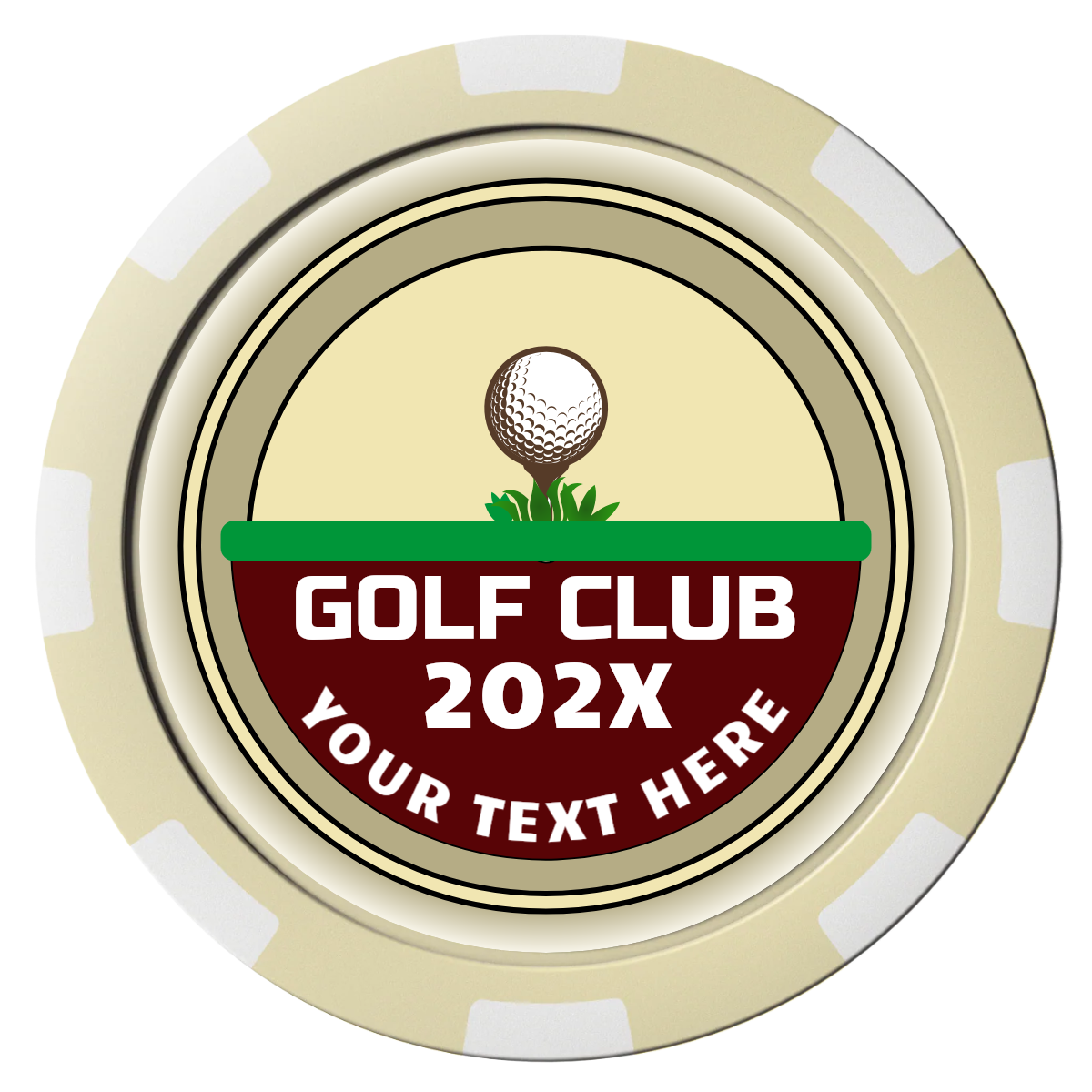 Teed Up Magnetic Composite Poker Chips - Ivory / 8 Spot - Front