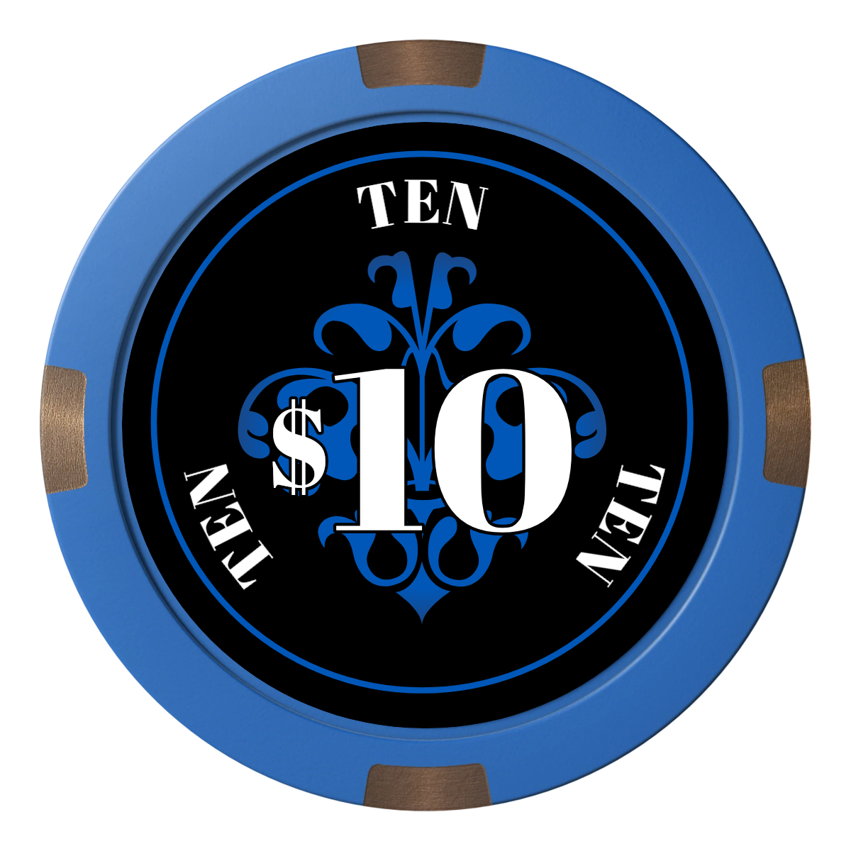 Gothic Revival Composite & Metal Hybrid Poker Chips - Blue - Back