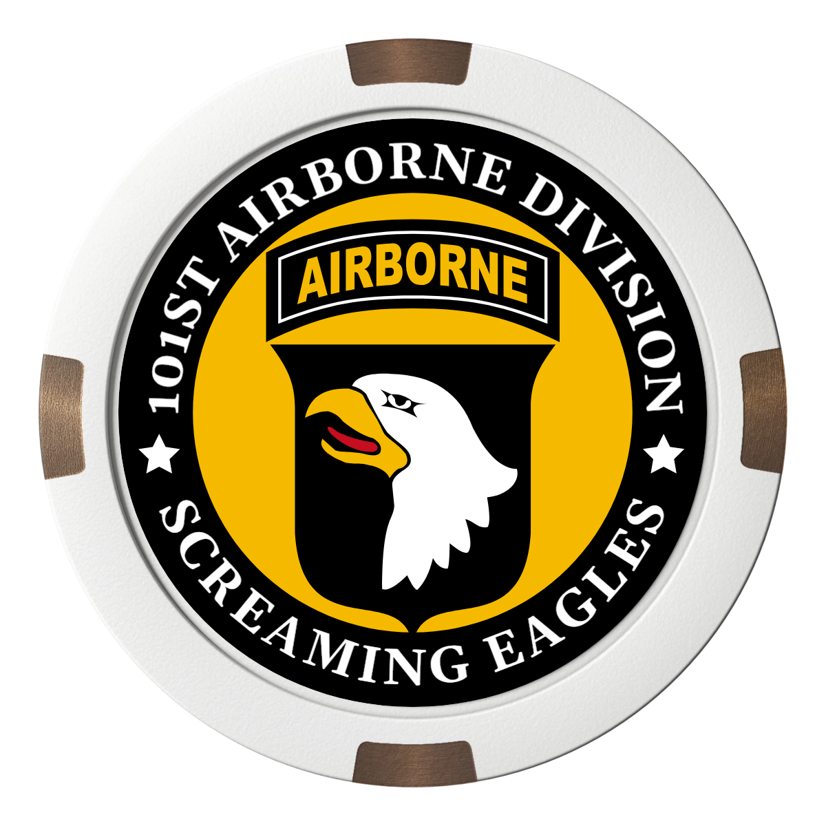 Army Airborne Composite & Metal Hybrid Poker Chips - White - Back