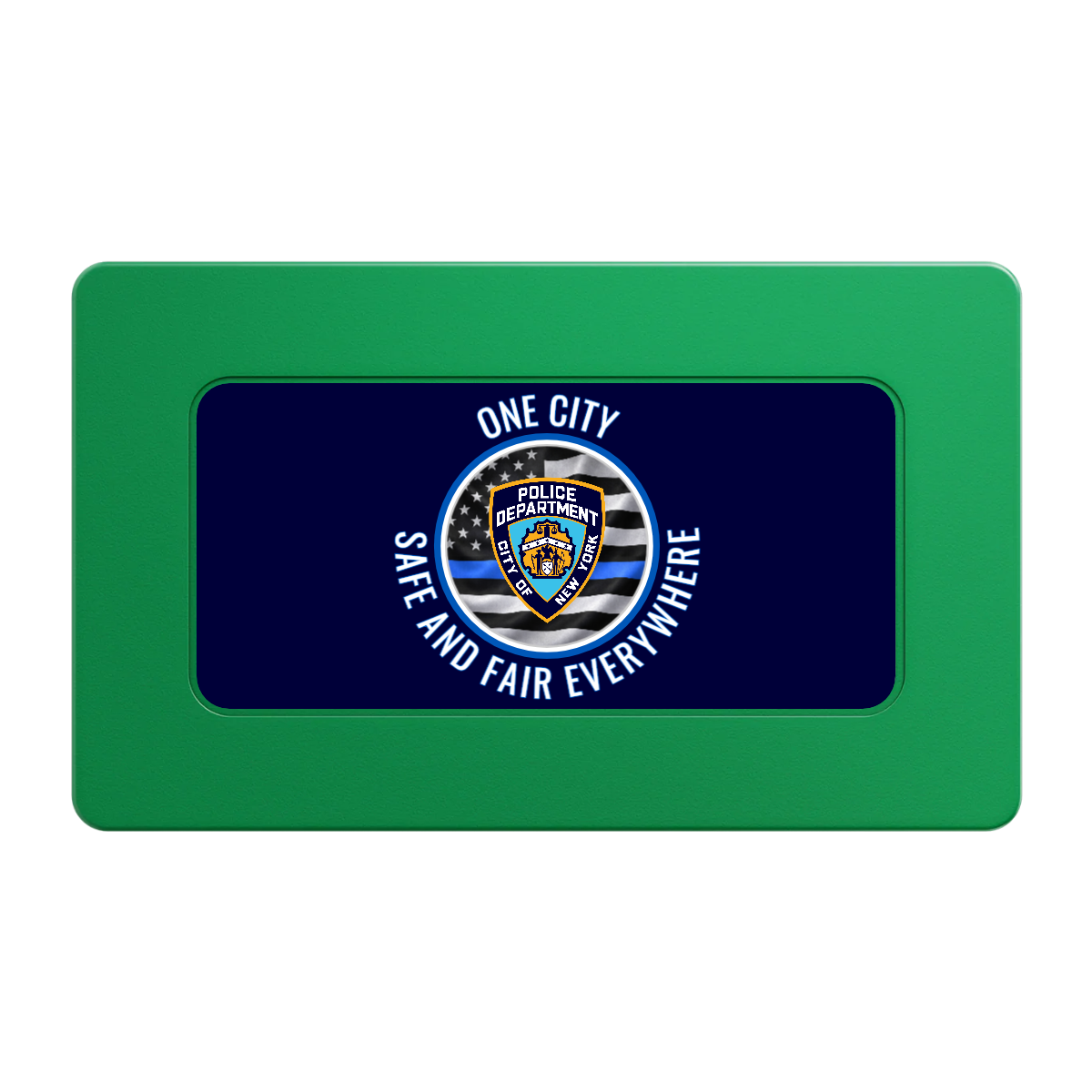 NYPD Safe and Fair Rectangular Poker Chip Plaques - Green - Back
