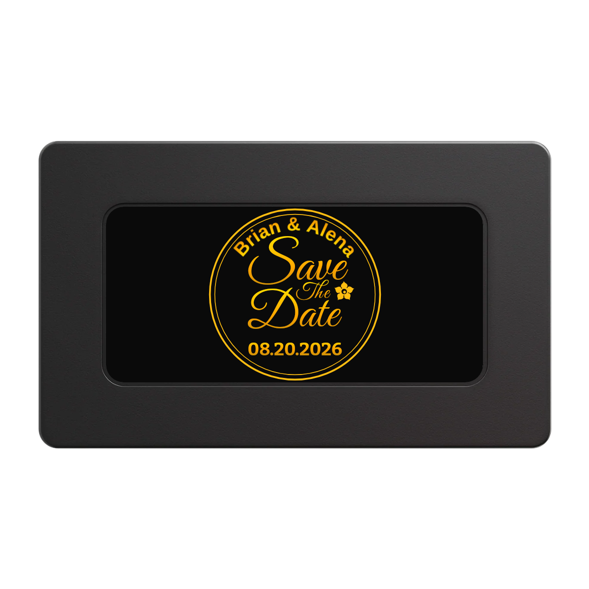 Save the Date Text Rectangular Poker Chip Plaques - Black - Front