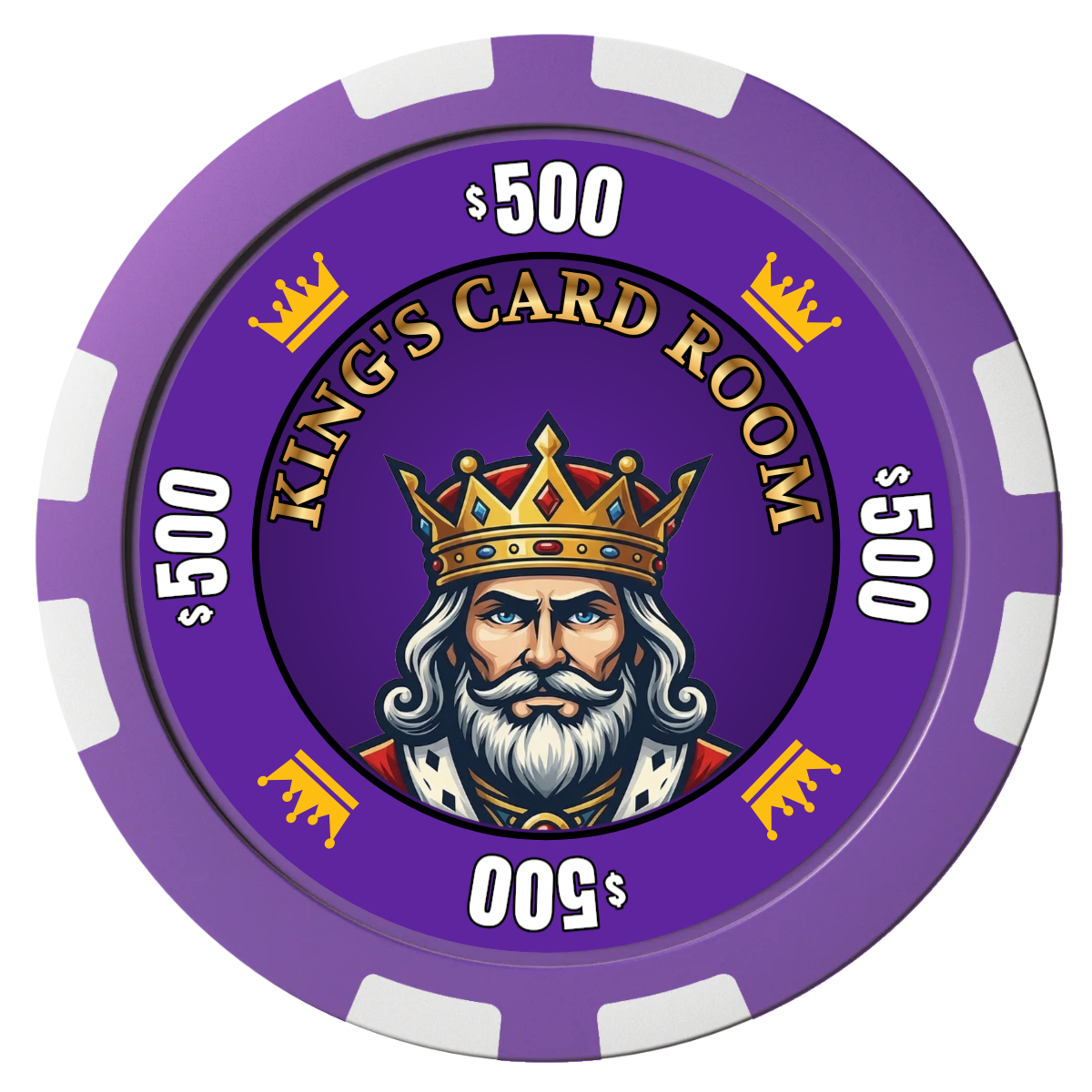 Kings Composite Poker Chips - Purple / 8 Stripe - Front