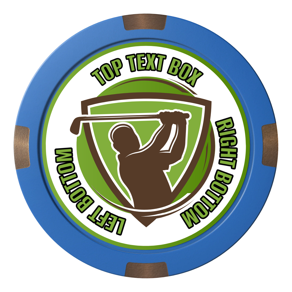 The Golfer Composite & Metal Hybrid Poker Chips - Blue - Front