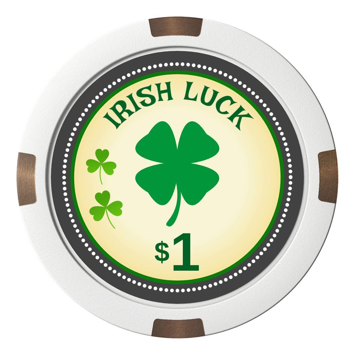 Irish Luck Composite & Metal Hybrid Poker Chips - White - Back