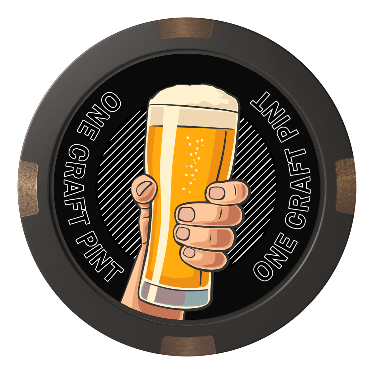 Drink On Us Composite & Metal Hybrid Poker Chips - Black - Front