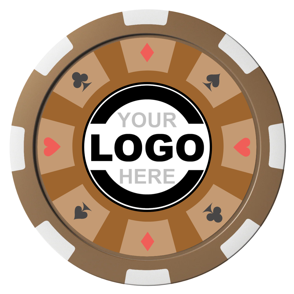 Suit 8 Your Logo Composite Poker Chips - Brown / 8 Spot - Front