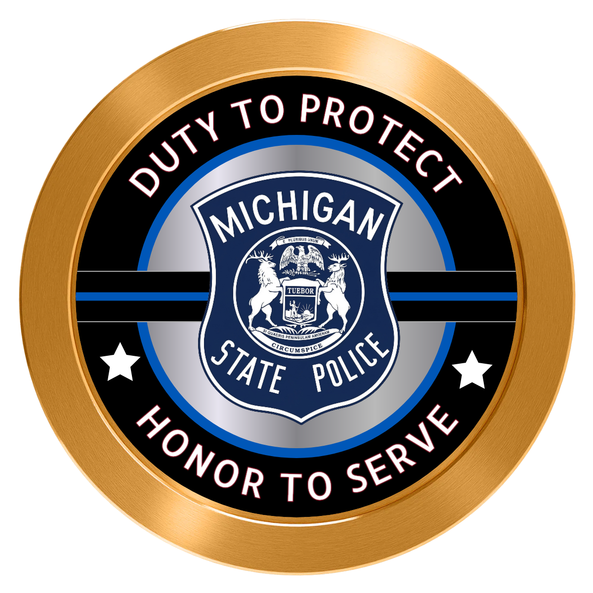 Police Department #01 Aluminum Poker Chips - Gold - Front