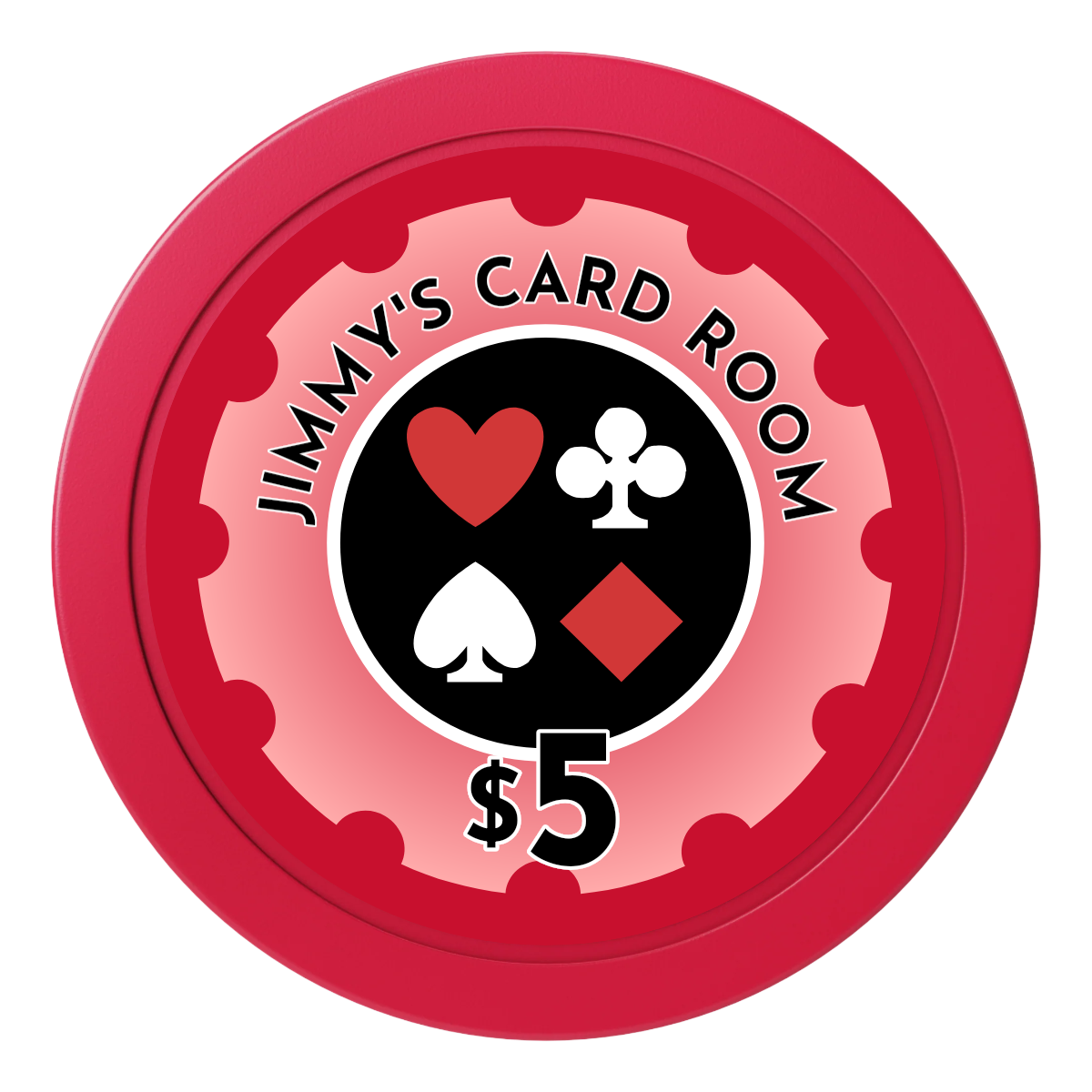Your Four Suits 2" Oversized Poker Chips - Red - Front