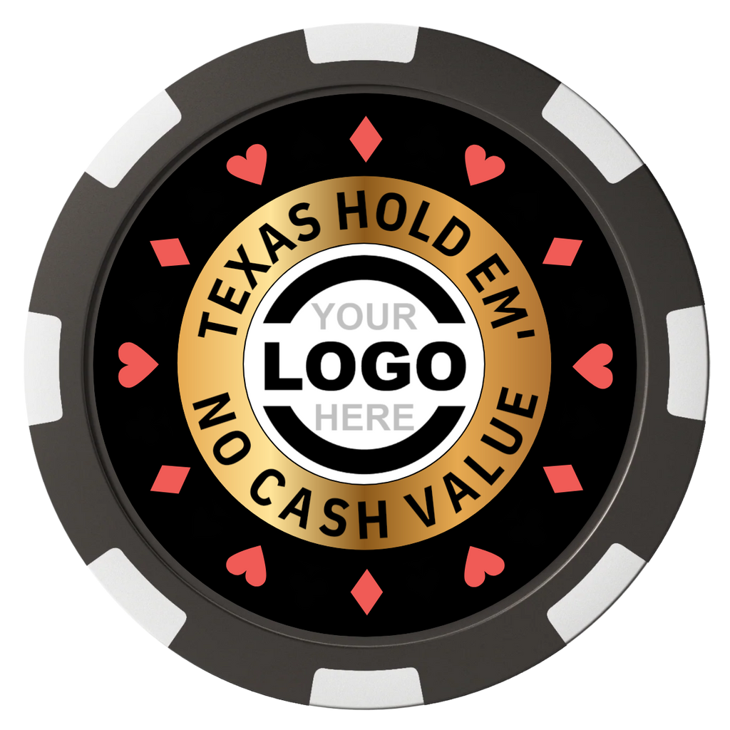 Texas Hold Em' Magnetic Composite Poker Chips - Black / 8 Spot - Back