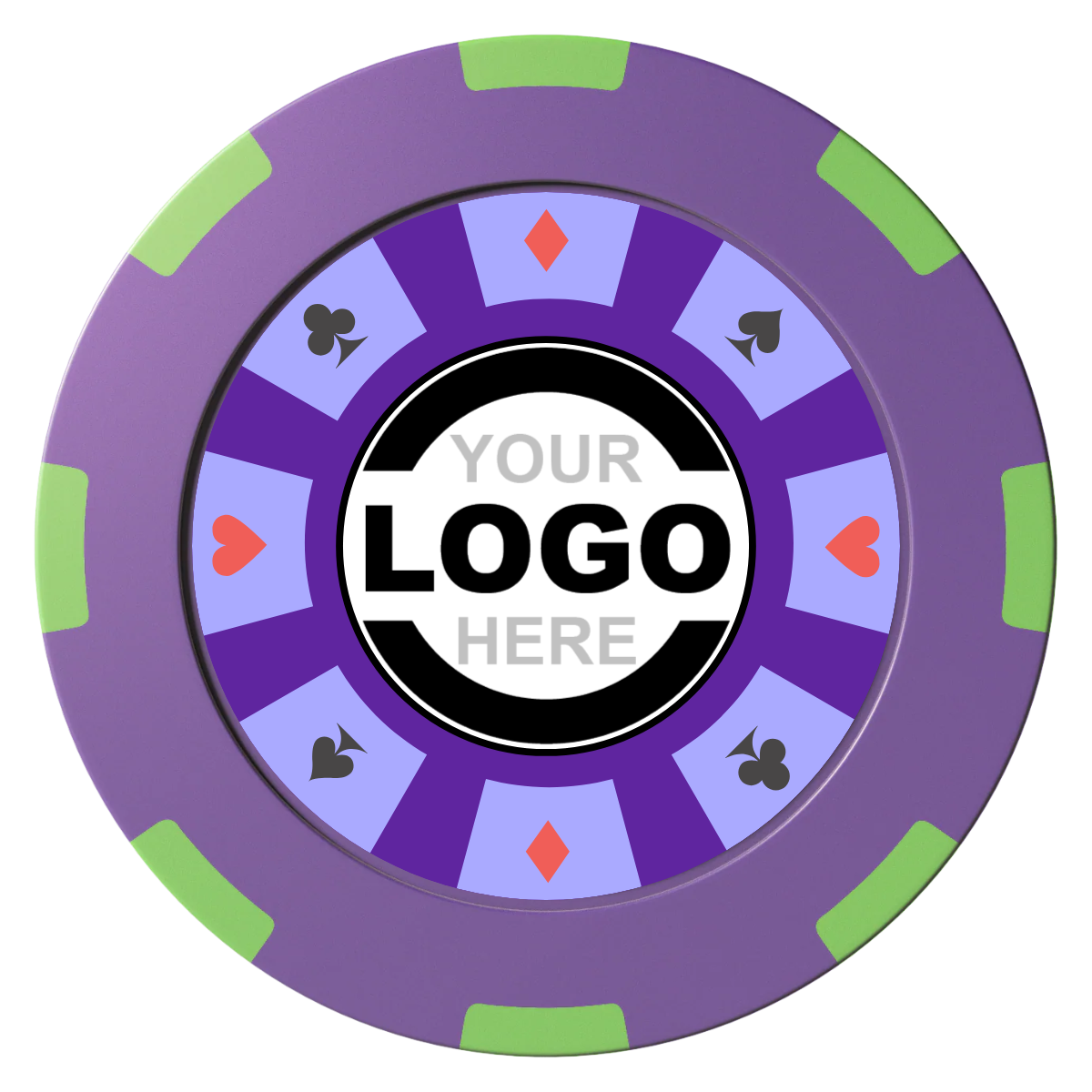 Suit 8 Your Logo Clay Poker Chips - Purple / 8 Spot (2 Tone) / 40mm - Front