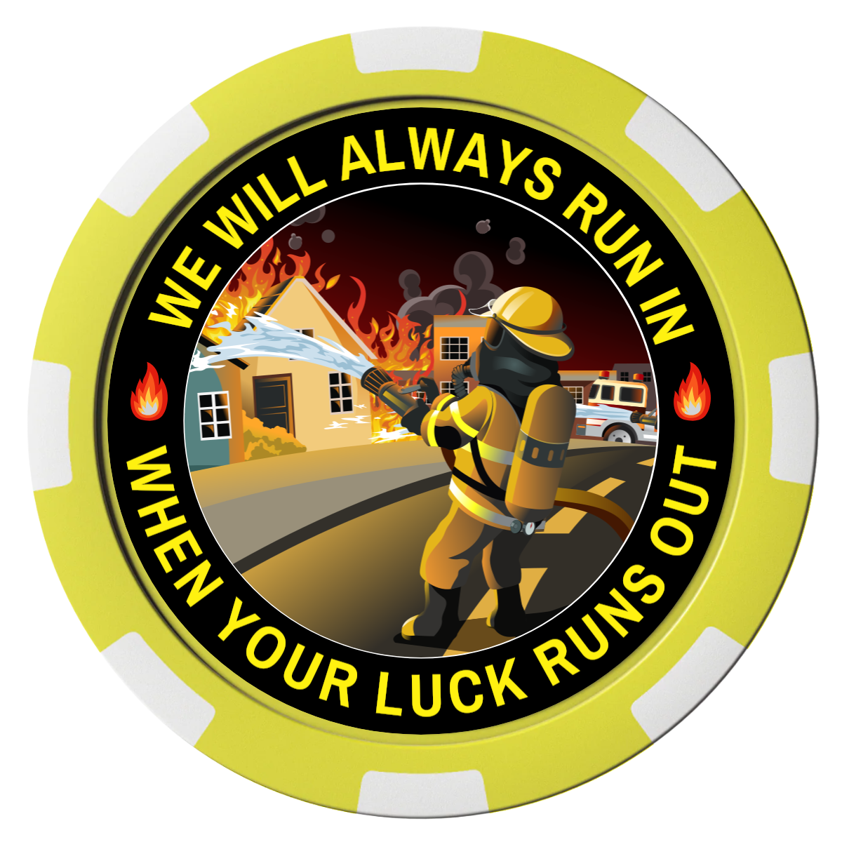 Firefighter Maltese Cross Composite Poker Chips - Yellow / 8 Spot - Front