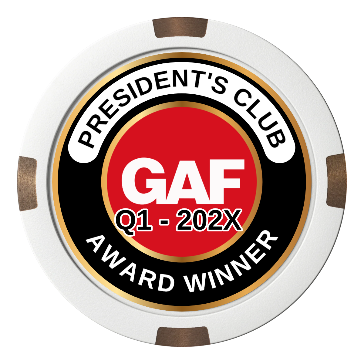 President's Club Composite & Metal Hybrid Poker Chips - White - Front