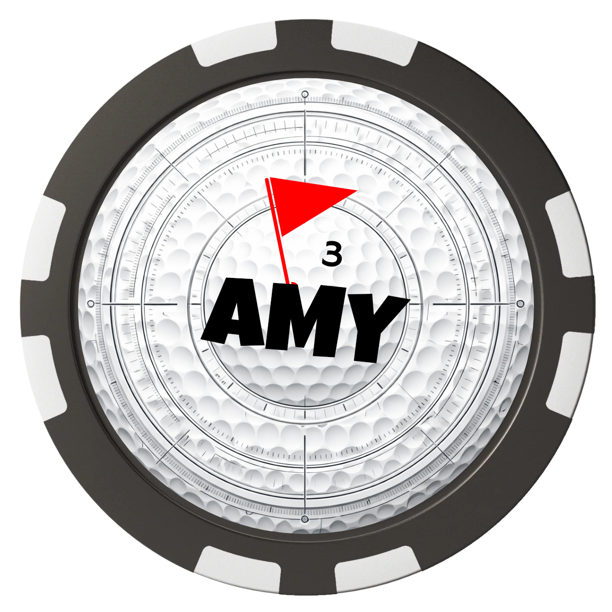 Ball Marcus Jr. Composite Poker Chips - Black / 8 Stripe - Front