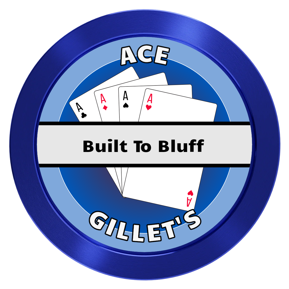 Ace Gillet's Aluminum Poker Card Guards - Blue - Front