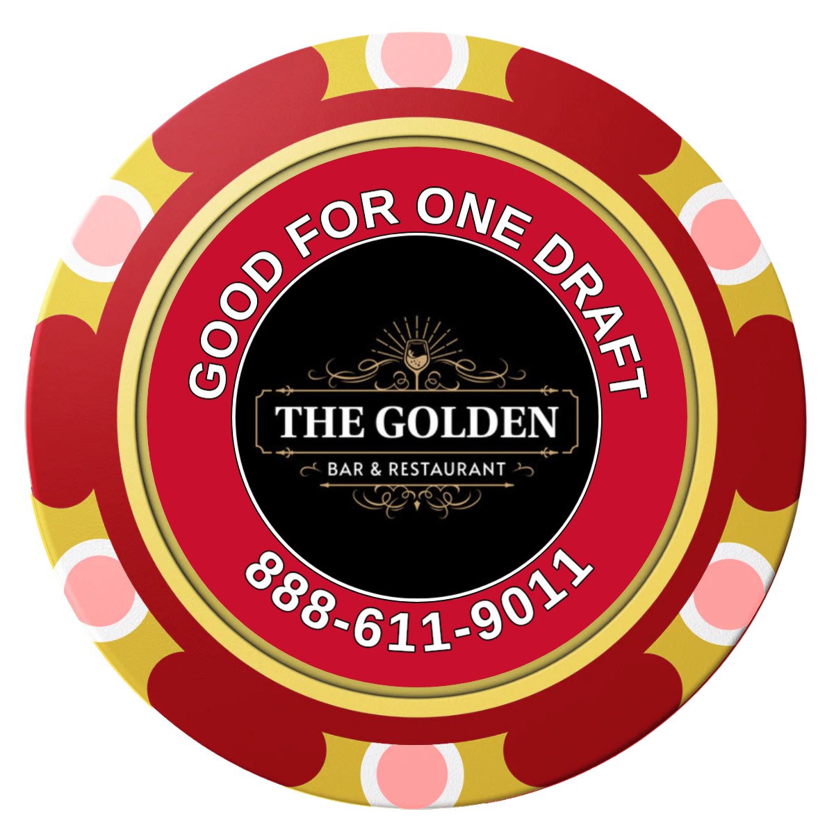 Branded Logo Bar Drink Token Clay Poker Chips - Red / Monte Carlo / 40mm - Front