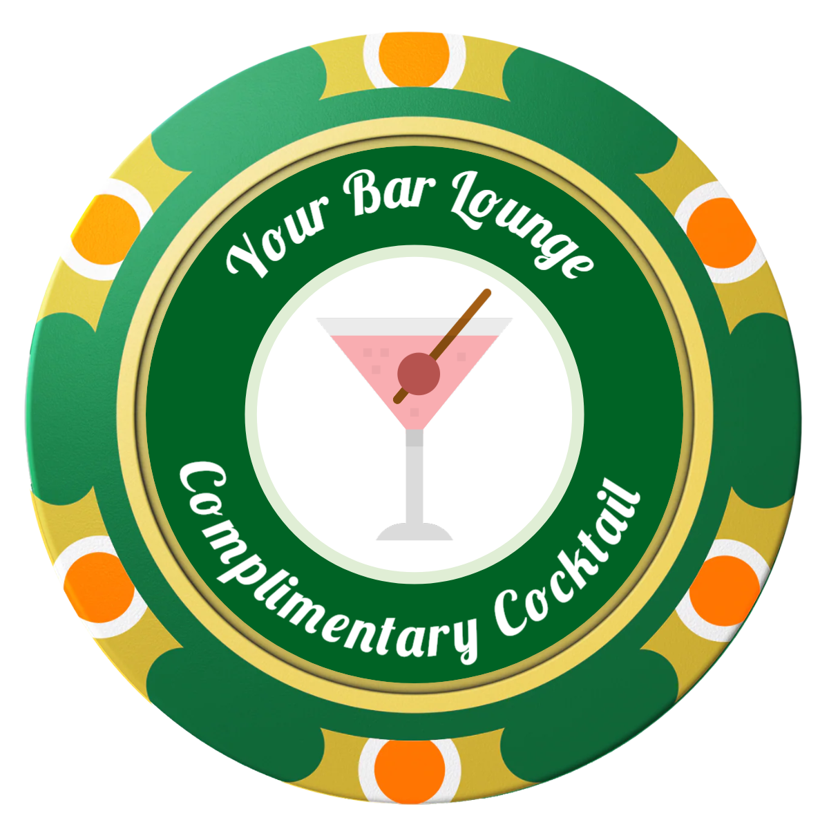 Fancy Drink Clay Poker Chips - Green / Monte Carlo / 40mm - Front