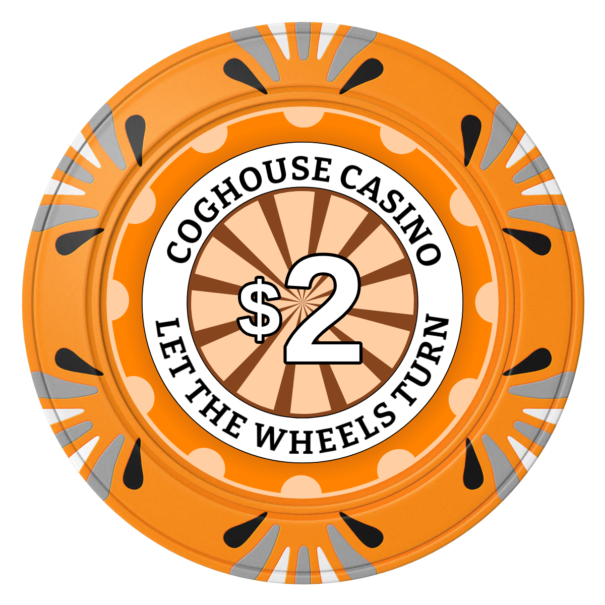 Cog House Clay Poker Chips - Orange / Macau / 40mm - Front