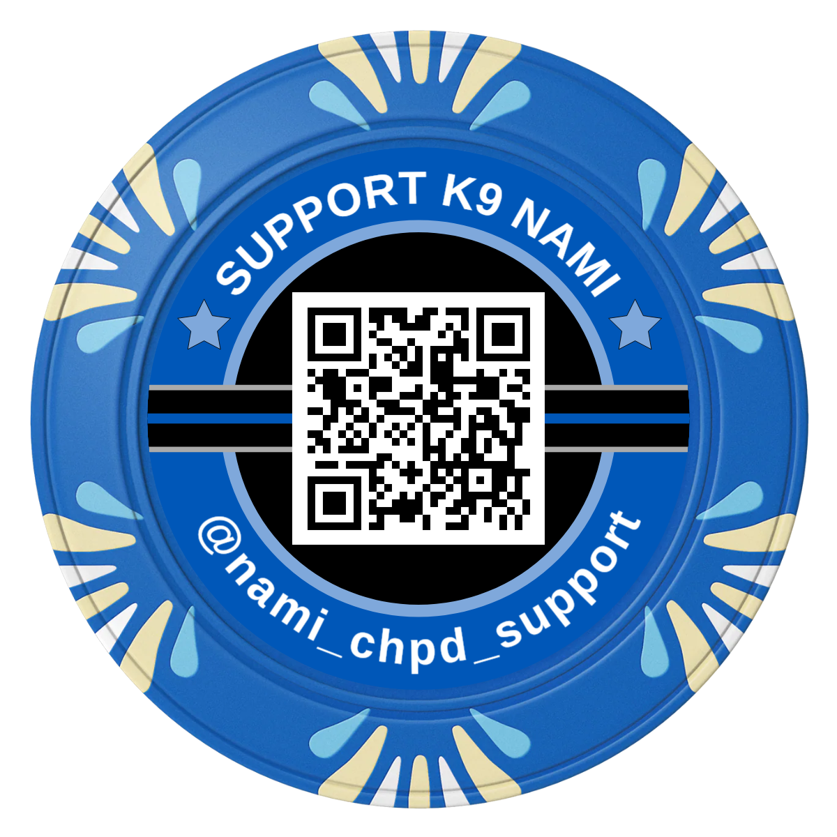 Police Department K9 #02 Clay Poker Chips - Blue / Macau / 40mm - Back