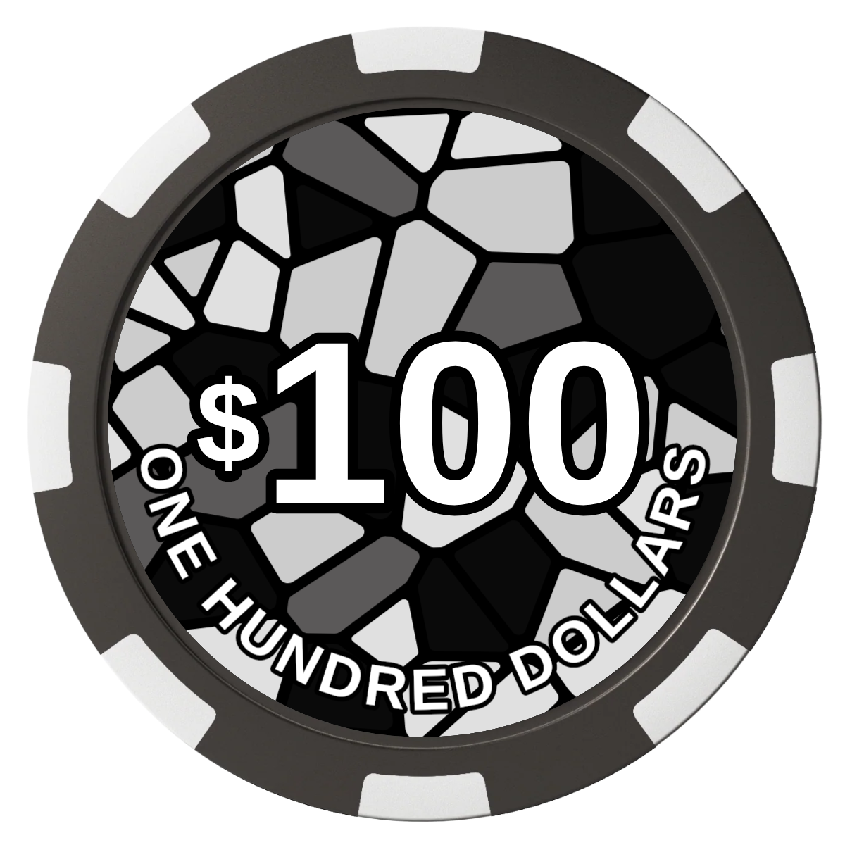Stained Glass Composite Poker Chips - Black / 8 Spot - Front