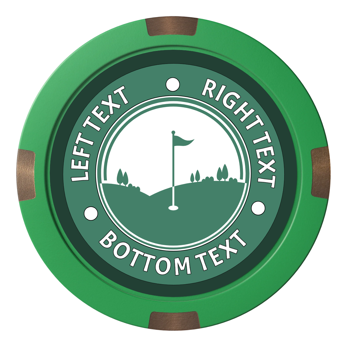 Country Club Golf Course Composite & Metal Hybrid Poker Chips - Green - Back