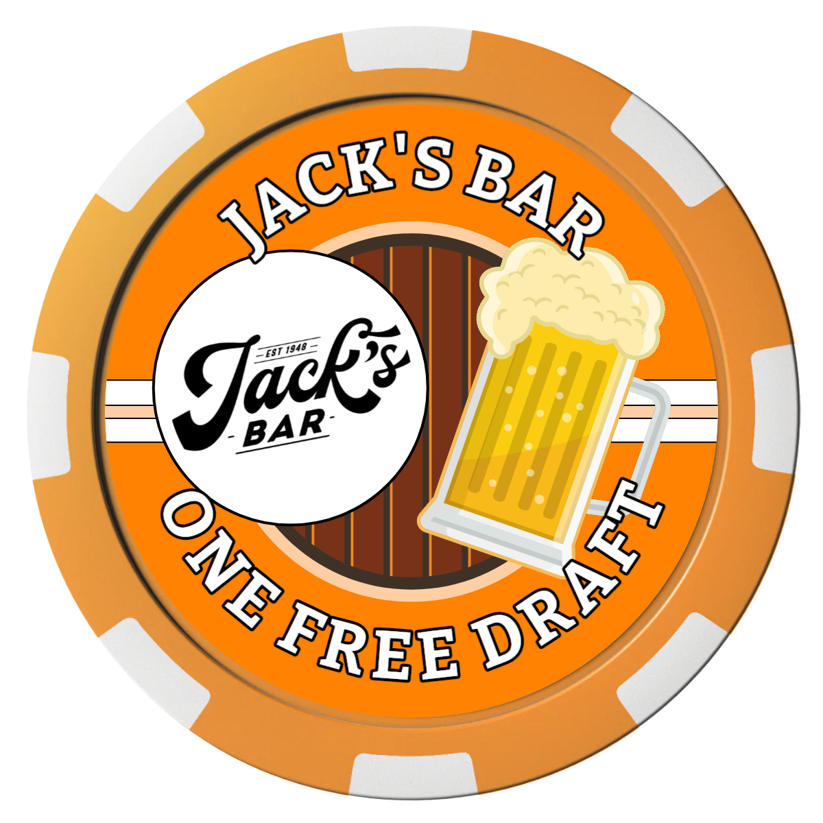 Barnyard Brew Composite Poker Chips - Orange / 8 Spot - Front