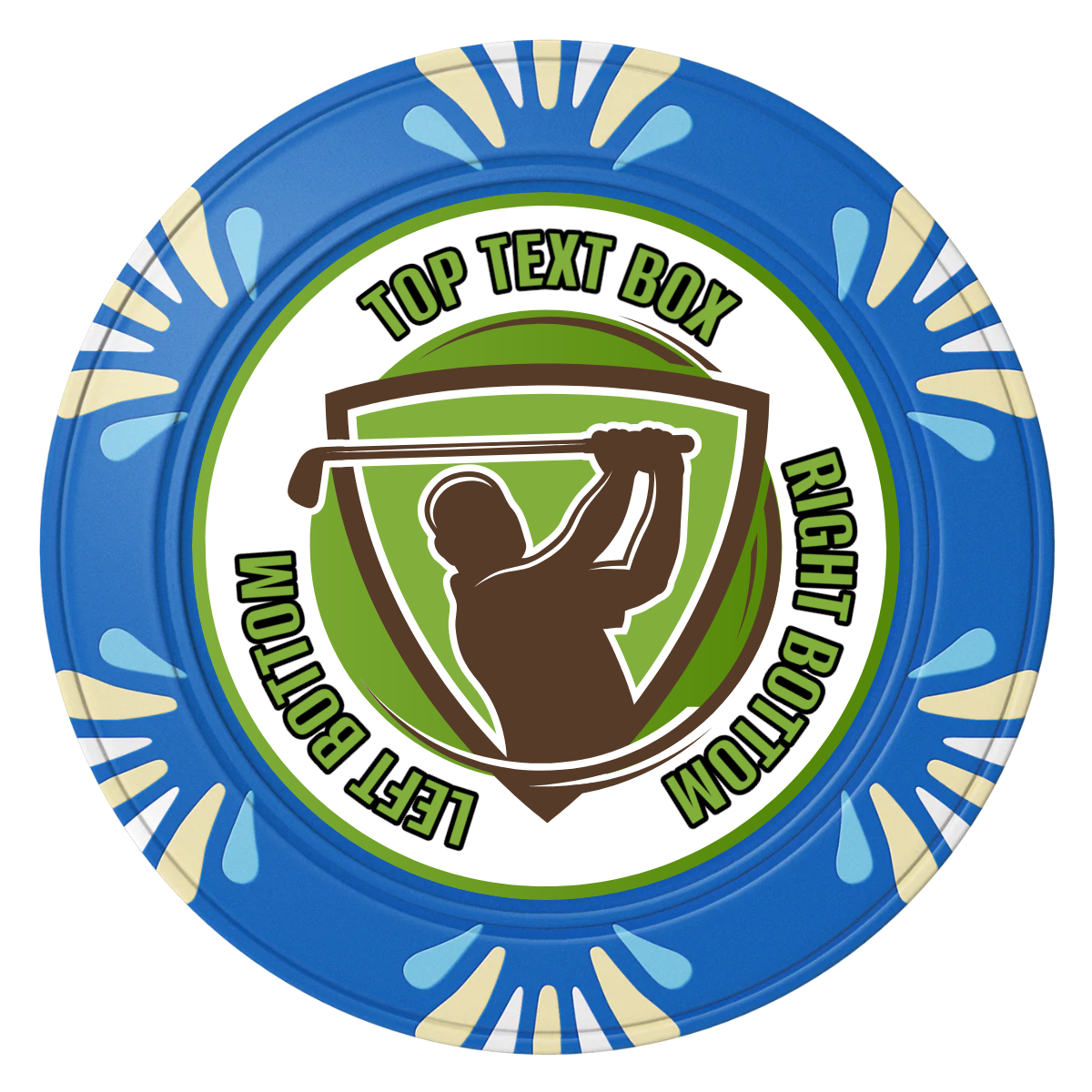 The Golfer Clay Poker Chips - Blue / Macau / 40mm - Back