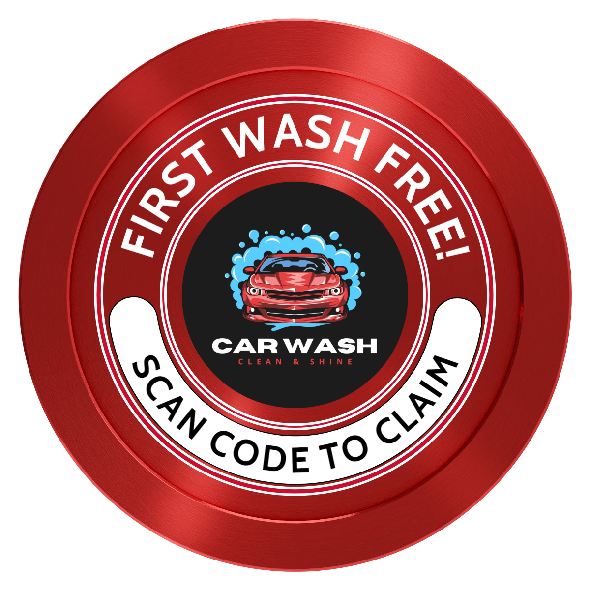 Car Wash Promotion Aluminum Poker Chips - Red - Front