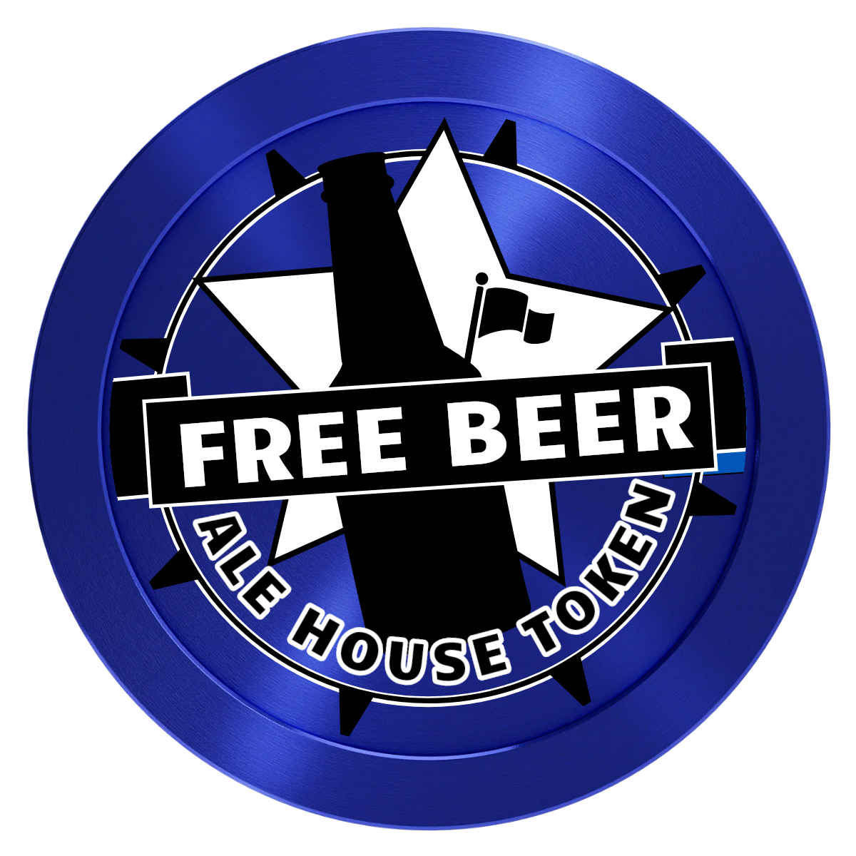 Free Beer Drink Aluminum Poker Chips - Blue - Front