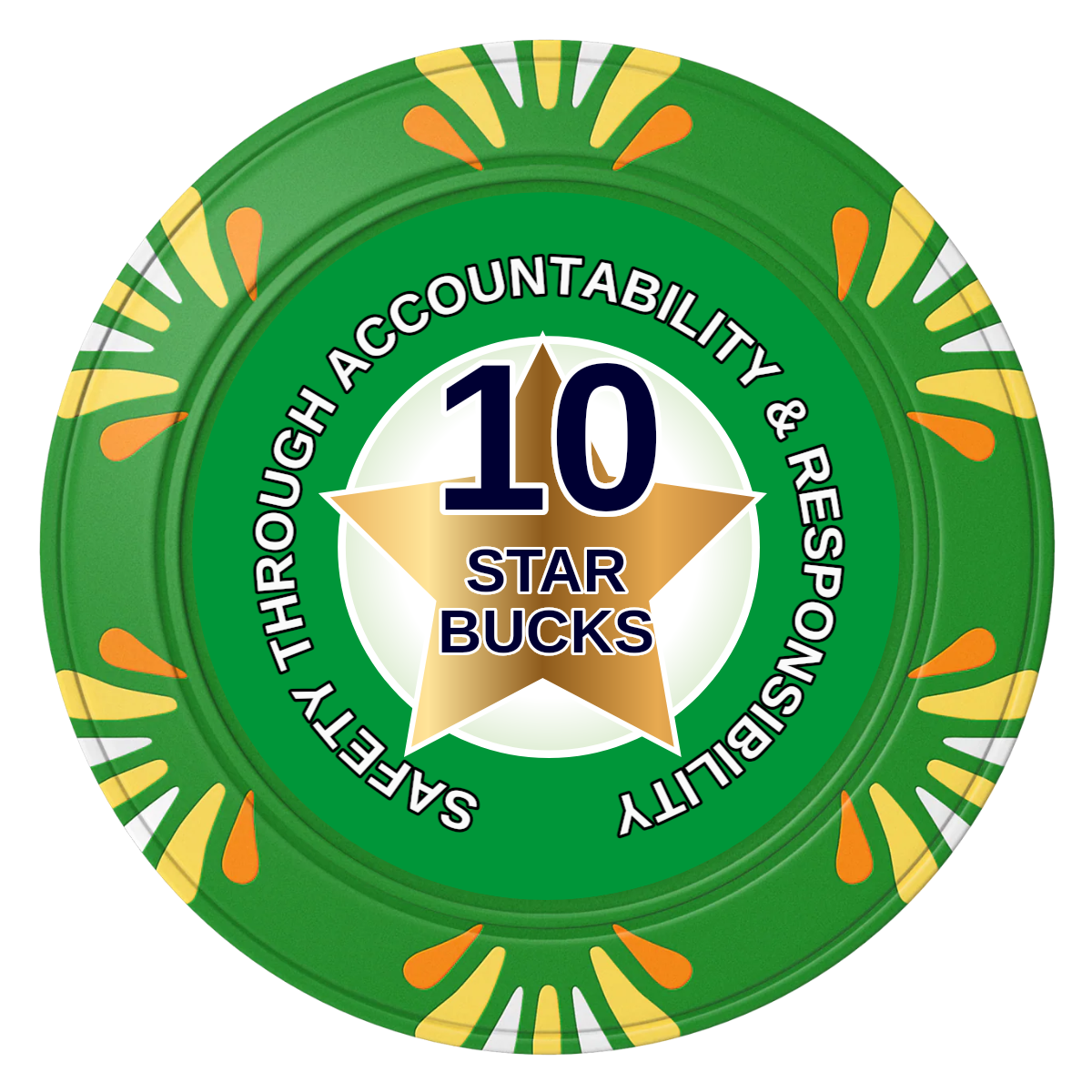 Safety Star Clay Poker Chips - Green / Macau / 40mm - Front
